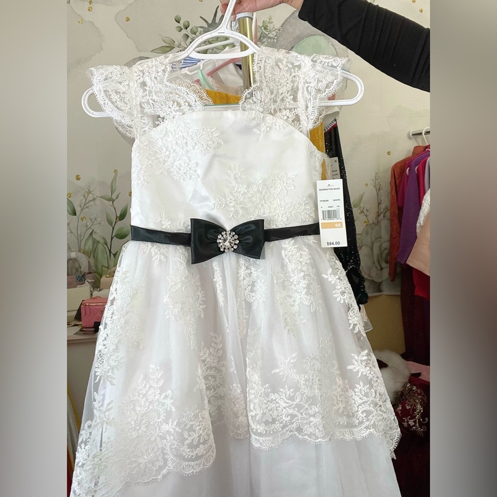New Searington Road little girl’s dress, beautiful fancy classic 6x white gift s